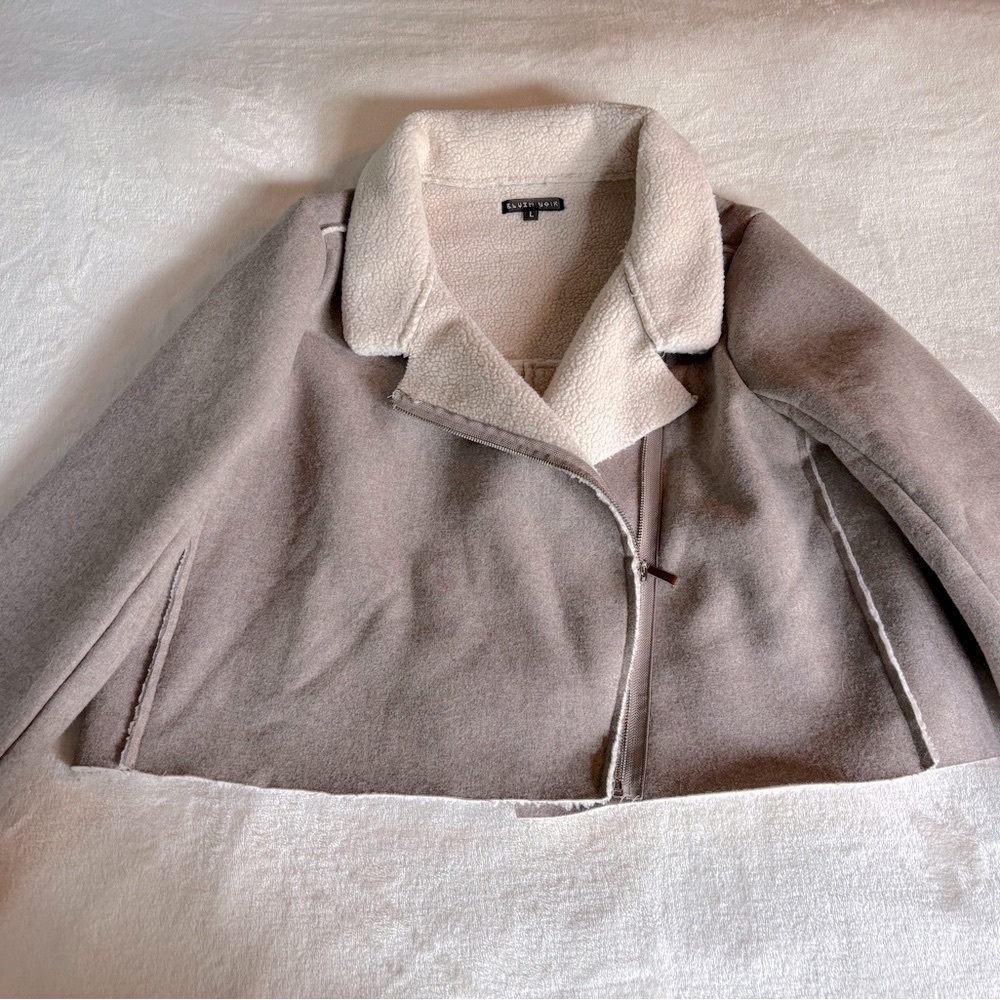 Blush Noir Brown and Cream Teddy Jacket Cozy Style Like New